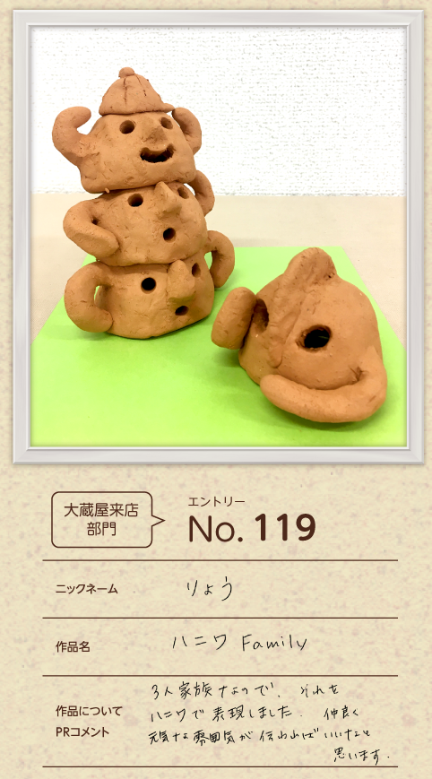 藤井寺市長賞作品「ハニワ Family」