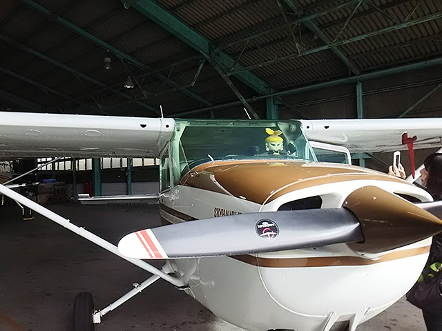 写真：セスナ機とハニワこうてい